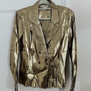 Vintage Christian Dior 1980s Gold Metallic Blouse
